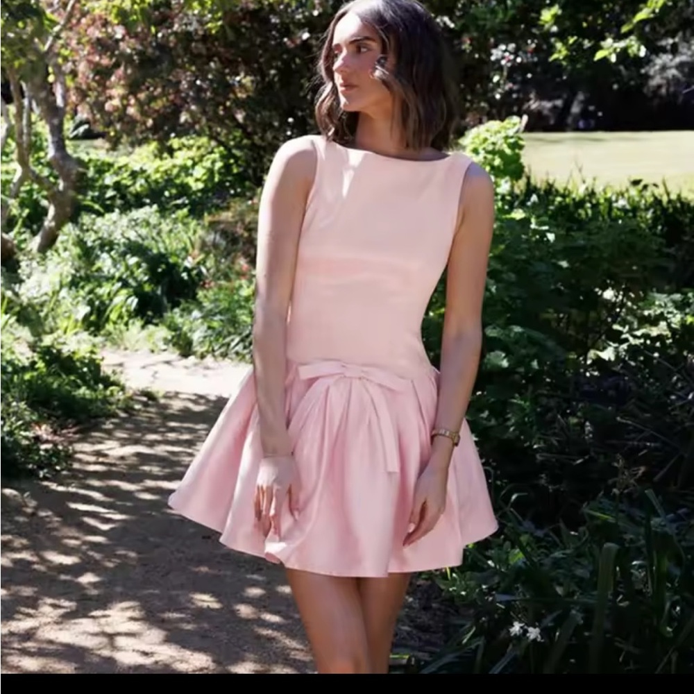 Bow Elegant Pink Sleeveless Dress🎀